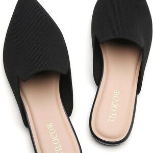 Women Flats Knit Mesh Pointed Toe Slip-On Shoes Casual Comfortable